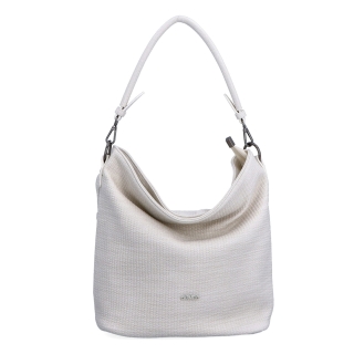 Originálna hobo bag Carmelo materiál syntetická koža zapínanie na zips farba béžová veľkosť stredná 4304 K Spredu
