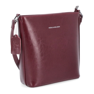 Malá elegantná kožená crossbody kabelka Noelia Bolger materiál kože zapínanie na zips farba červená veľkosť malá NB 0065 TCV