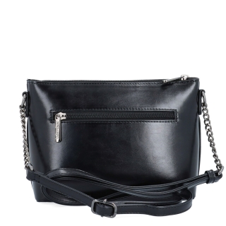 Elegantná crossbody kabelka s s reťazou Le Sands materiál syntetická koža zapínanie na zips farba čierna veľkosť malá 4379 C Zozadu