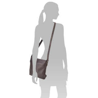 Kožená crossbody kabelka vo vintage štýle Noelia Bolger materiál kože zapínanie na zips farba hnedá veľkosť malá NB 2001 H Na postave