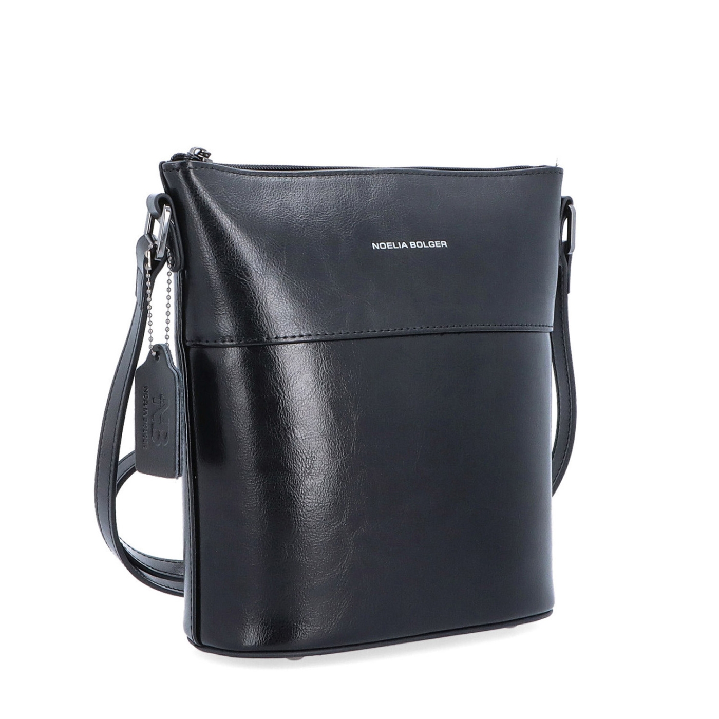 Luxusná kožená crossbody kabelka Noelia Bolger materiál kože zapínanie na zips farba čierna veľkosť malá NB 0077 C