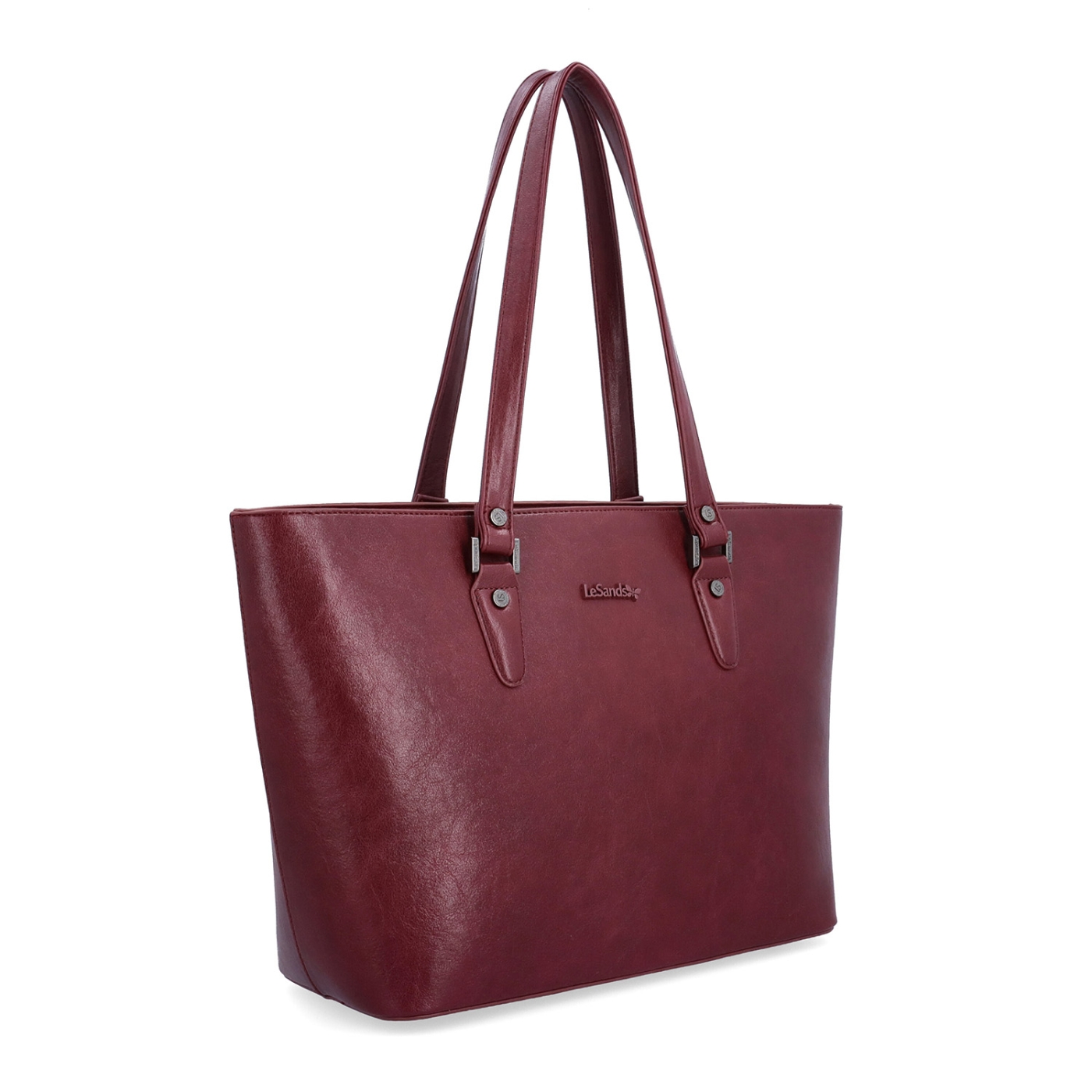 Priestranná shopper kabelka s čistým dizajnom Le Sands materiál syntetická koža zapínanie na zips farba vínová veľkosť veľká 7719 BO
