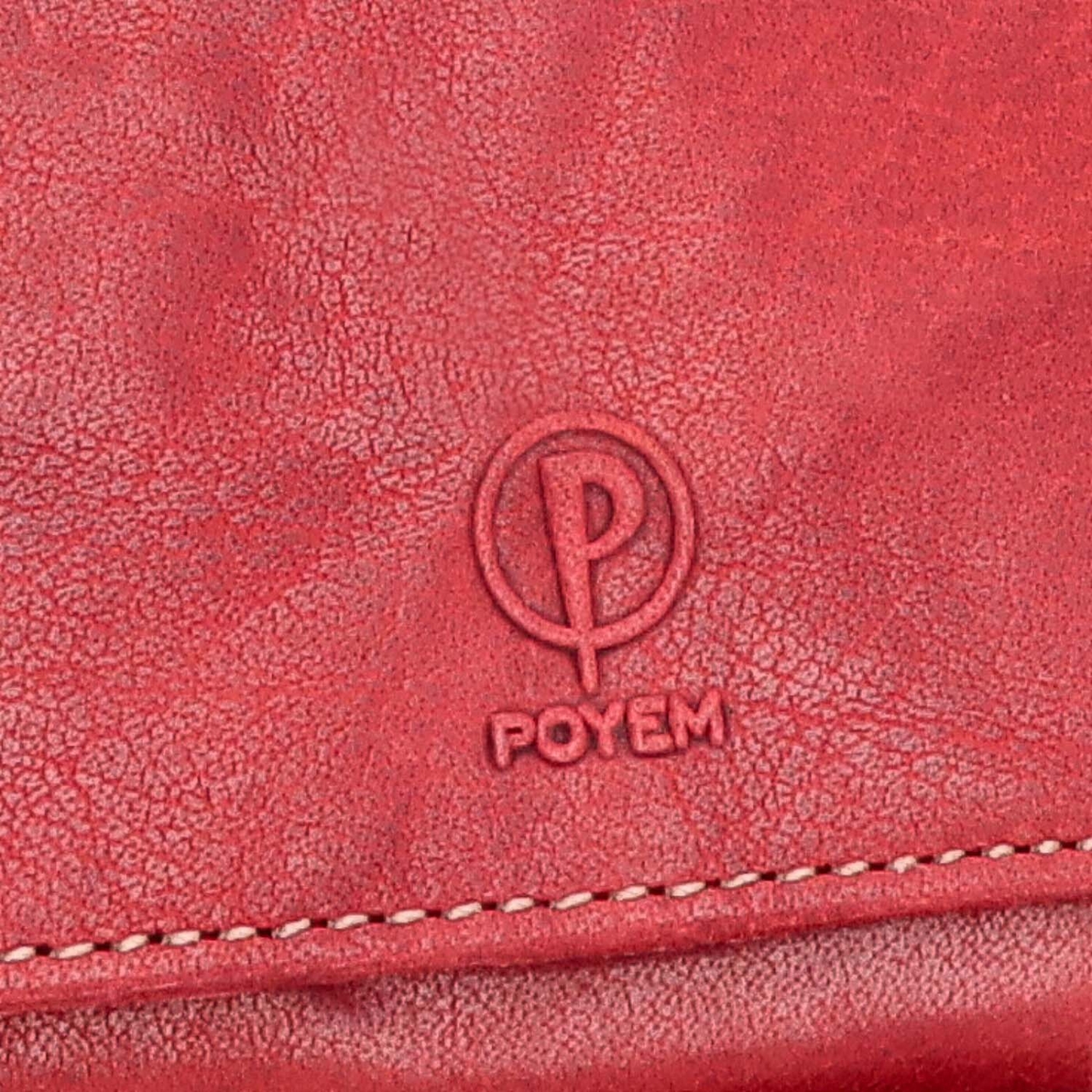 Luxusná kožená peňaženka Poyem materiál kože zapínanie na cvok farba červená veľkosť malá 5227 Poyem CV Logo