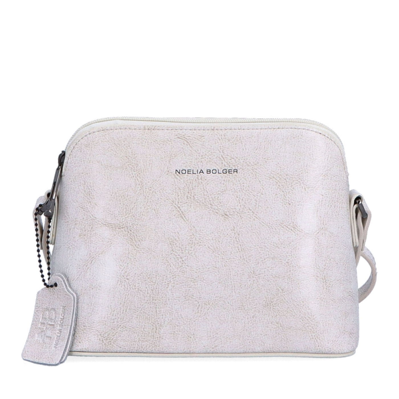 Luxusná malá kožená crossbody kabelka Noelia Bolger materiál kože zapínanie na zips farba biela veľkosť malá NB 0080 OW Spredu