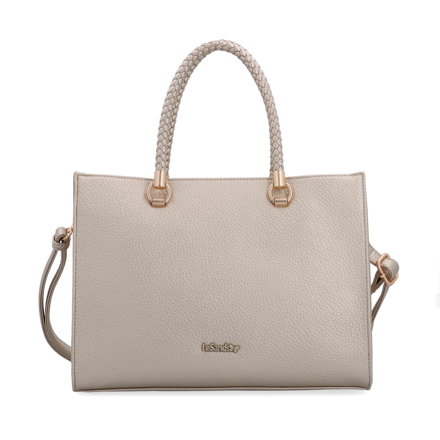Dámska kabelka s odnímateľným crossbody popruhom Le Sands materiál syntetická koža zapínanie na zips farba metalíza veľkosť stredná 4648 ZL Spredu
