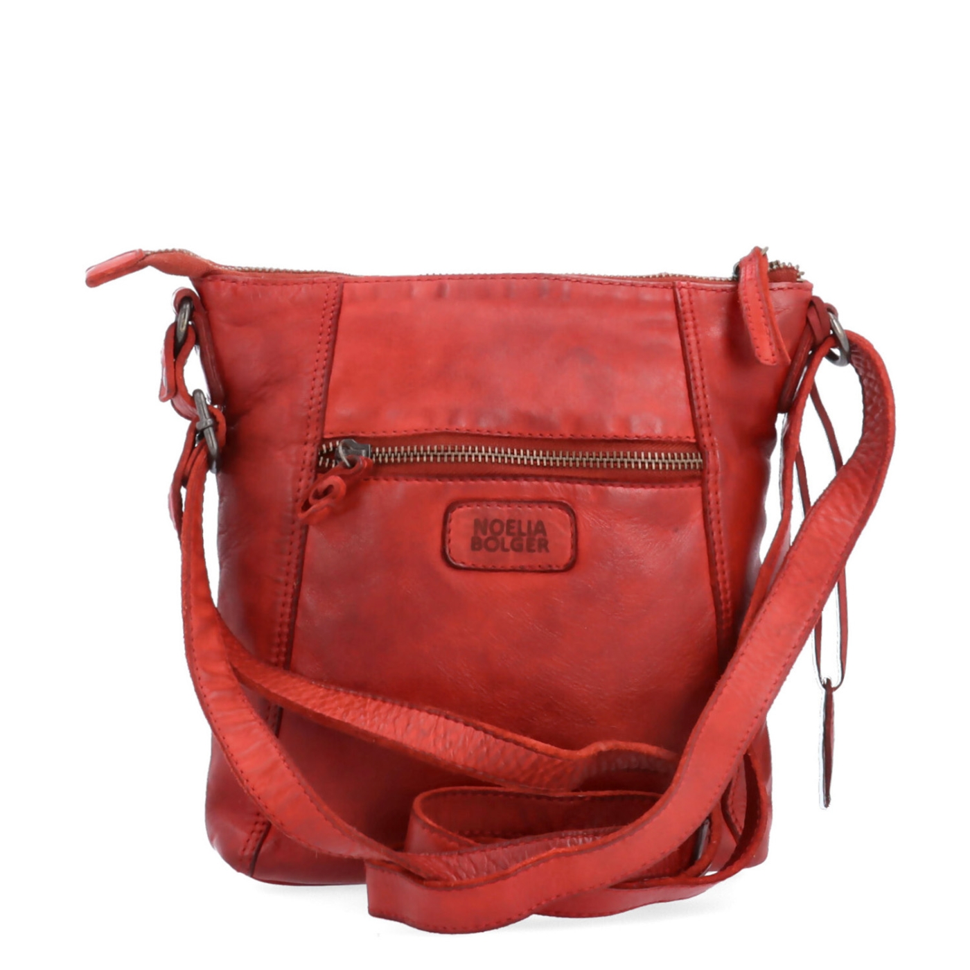 Malá kožená crossbody s prešívaním Noelia Bolger materiál kože zapínanie na zips farba červená veľkosť malá NB 2086 CV Zozadu