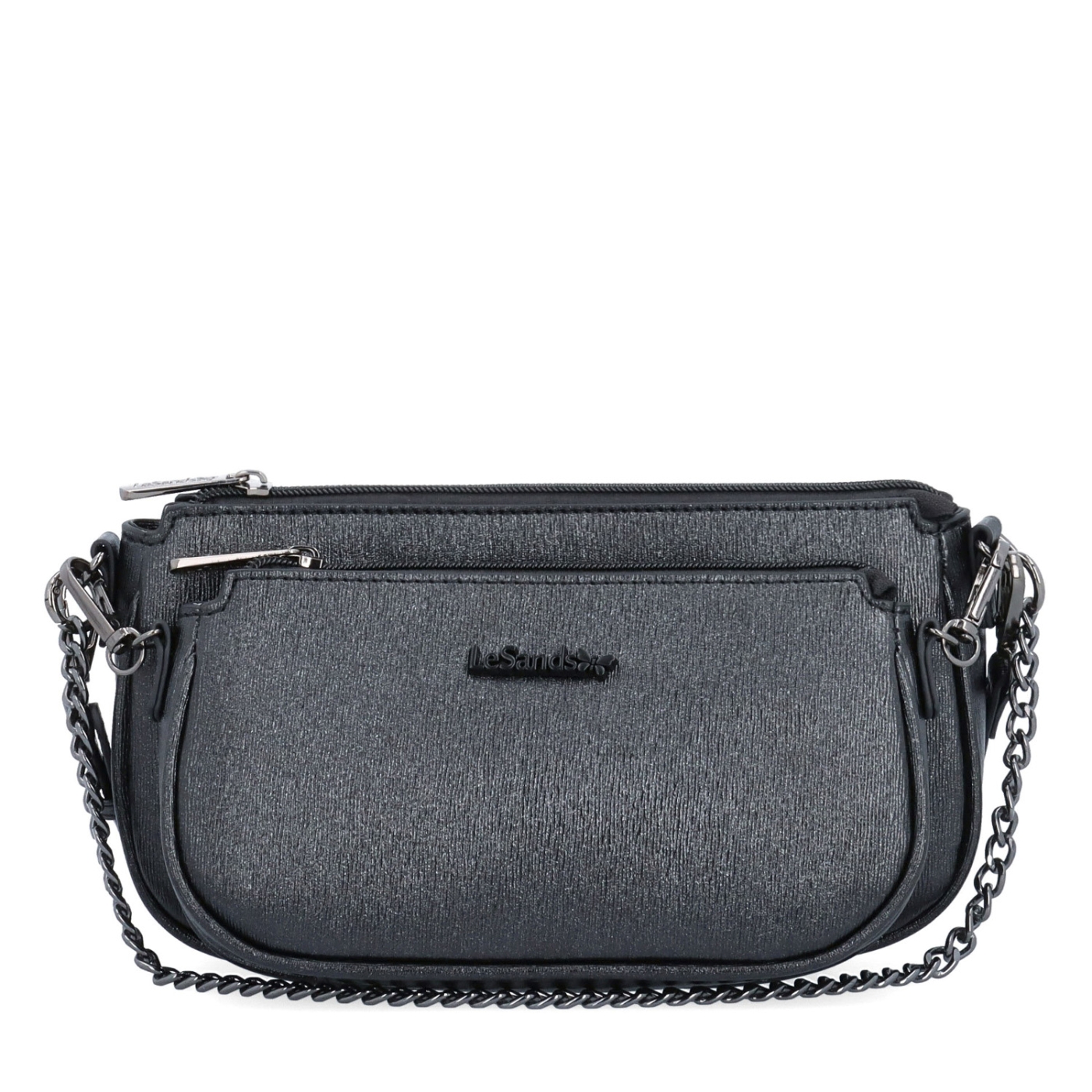 Crossbody kabelka s odnímateľnou kapsičkou a retiazkou Le Sands materiál syntetická koža zapínanie na zips farba čierna veľkosť malá 4609 C Spredu