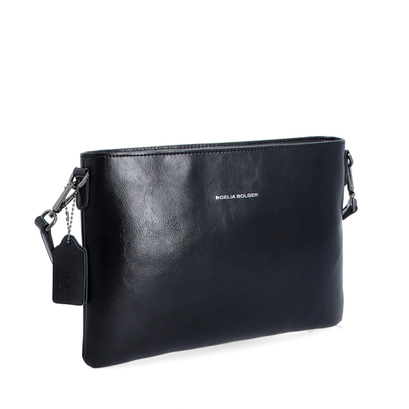 Elegantná minimalistická kožená crossbody kabelka Noelia Bolger materiál kože zapínanie na zips farba čierna veľkosť malá NB 0105 C