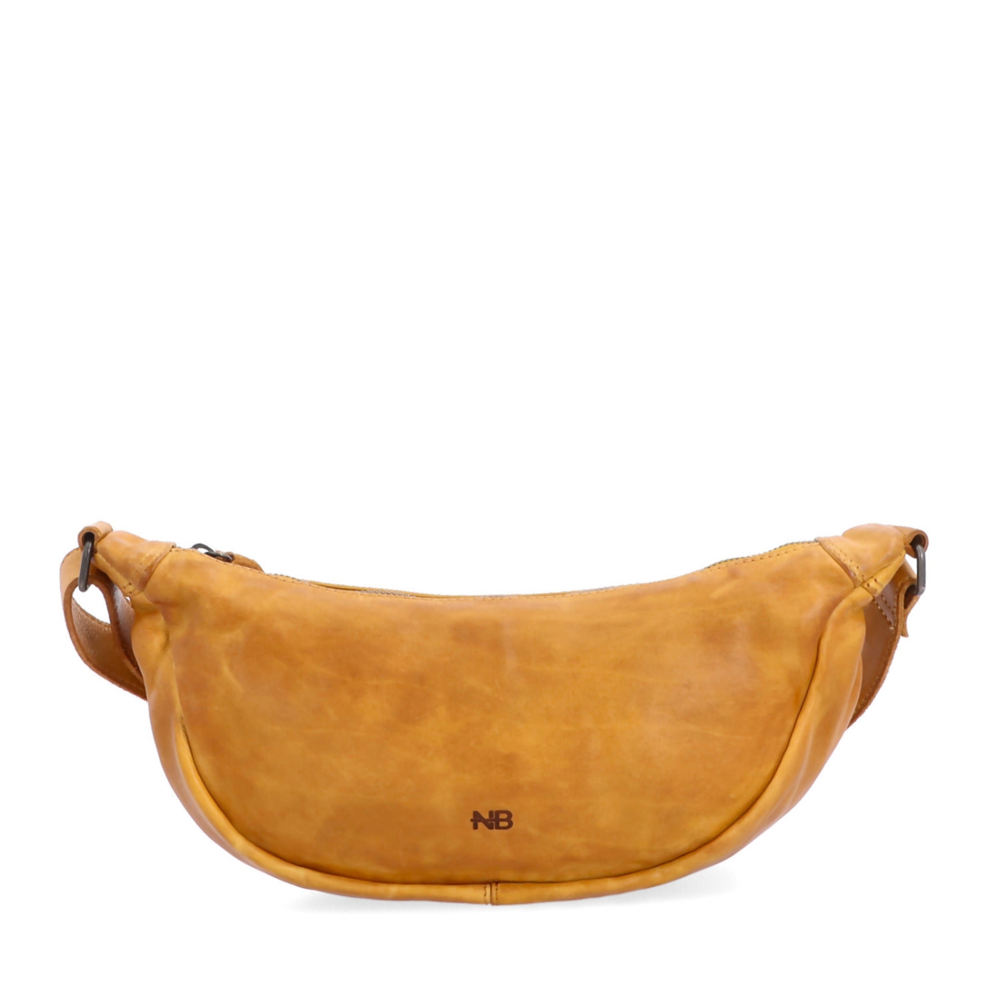 Kožená moonbag kabelka cez rameno Noelia Bolger materiál kože zapínanie na zips farba žltá veľkosť malá NB 2412 ZLU Spredu