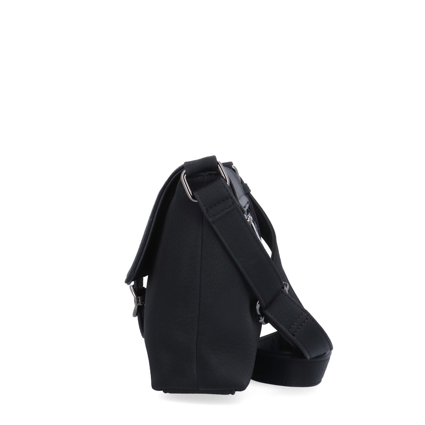 Elegantná crossbody kabelka s klopou Le Sands materiál syntetická koža zapínanie s chlopňou farba čierna veľkosť malá 4652 C Z boku