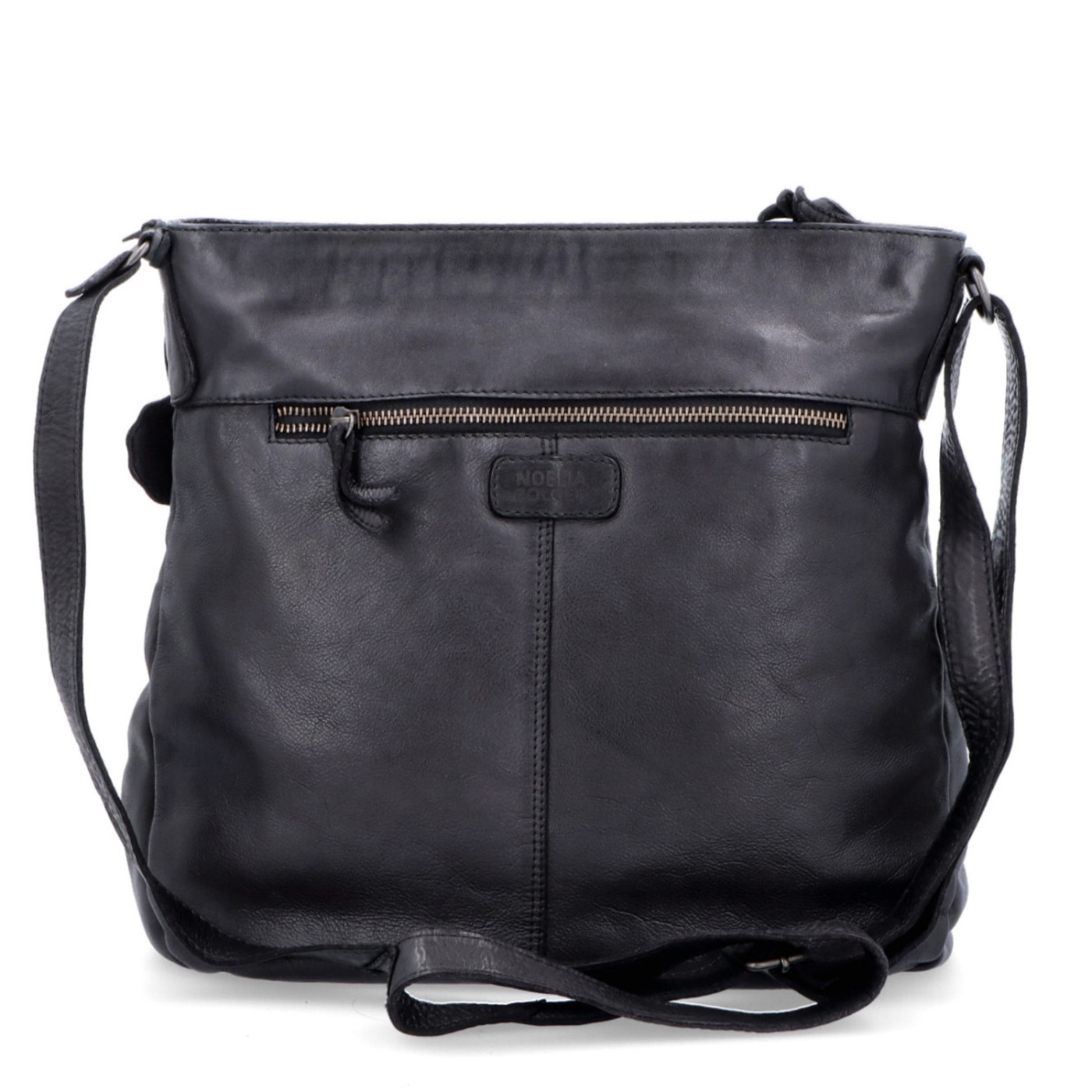 Vintage kožená crossbody kabelka Noelia Bolger materiál kože zapínanie na zips farba čierna veľkosť stredná NB 2004 C Zozadu