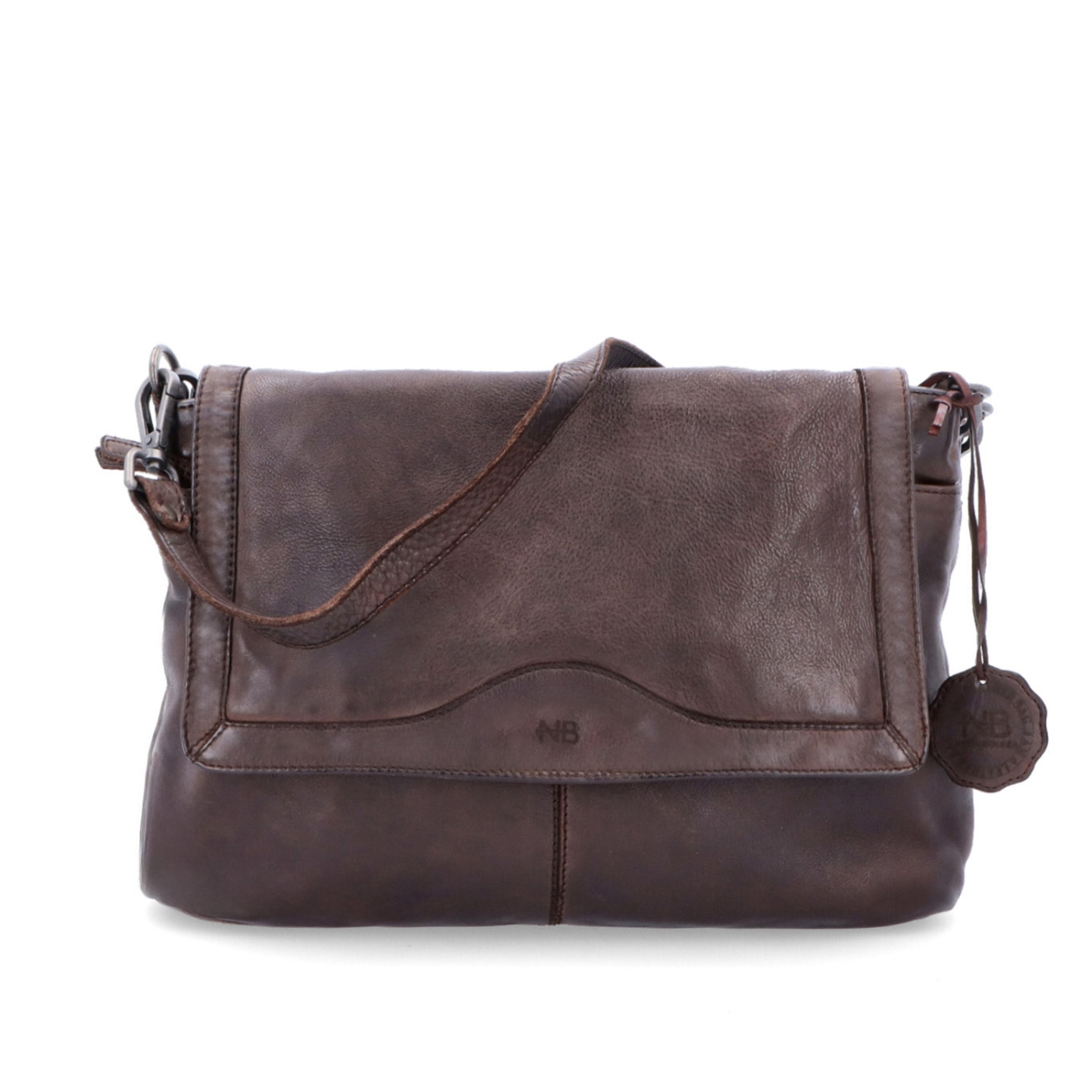 Crossbody kabelka z pravej kože s chlopňou Noelia Bolger materiál kože zapínanie s chlopňou farba hnedá veľkosť stredná NB 2024 H Spredu