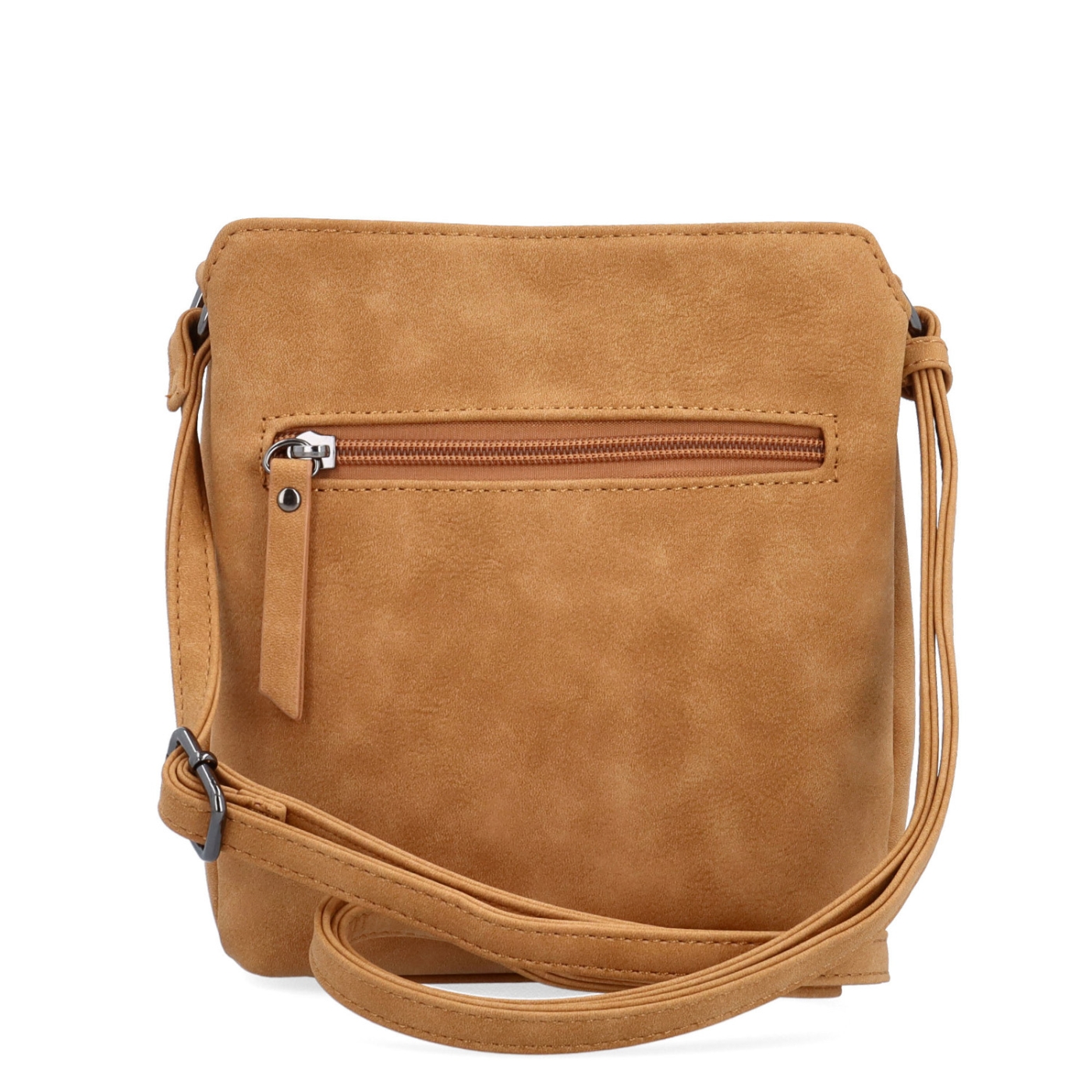 Praktická crossbody kabelka so štruktúrovaným vnútrom Tangerin materiál syntetická koža zapínanie na zips farba koňaková veľkosť malá 1117 CAM Zozadu