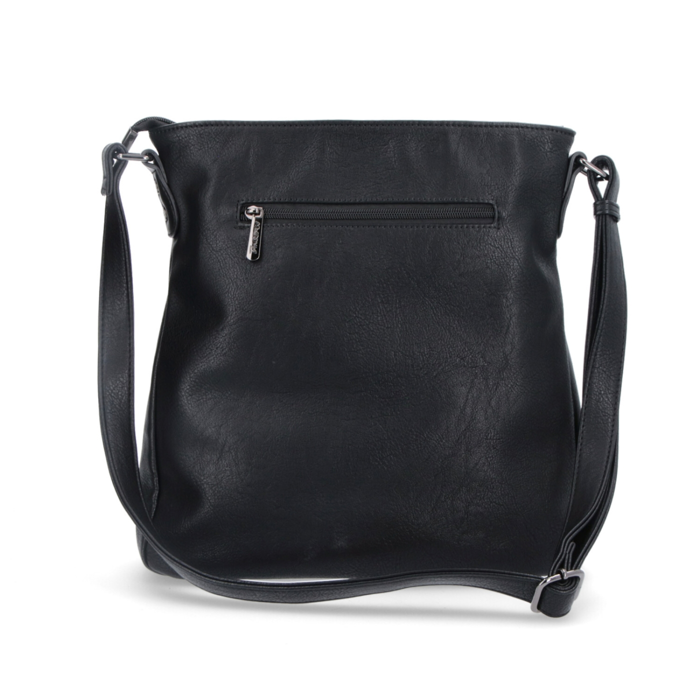 Crossbody kabelka s vonkajšími vreckami Tangerin materiál syntetická koža zapínanie na zips farba čierna veľkosť stredná 8008 C Zozadu