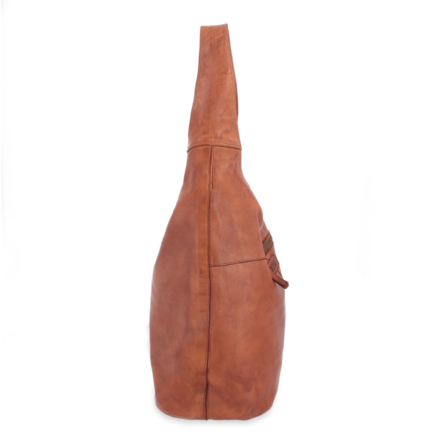 Veľká prešívaná kožená shopper kabelka Noelia Bolger materiál kože zapínanie na zips farba koňaková veľkosť veľká NB 2077 KO Z boku