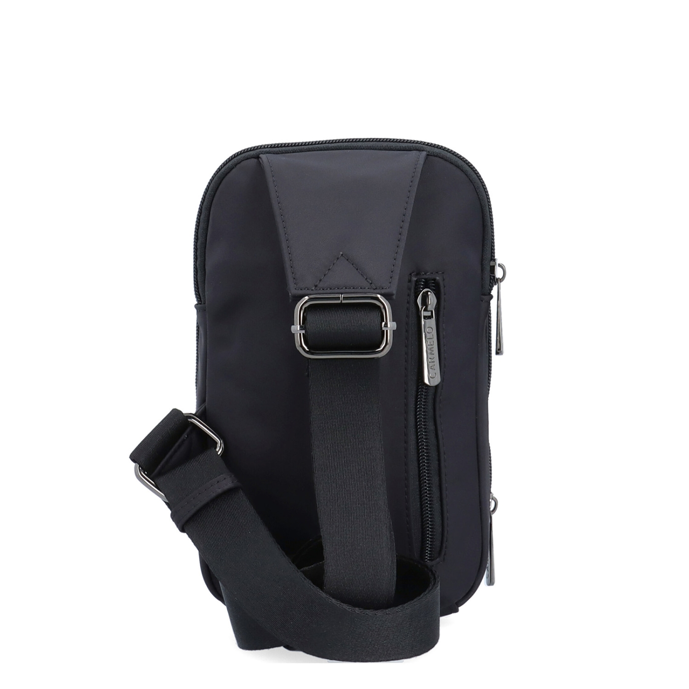 Praktická crossbody taška na mobilný telefón a peňaženku Carmelo materiál nylon zapínanie na zips farba čierna veľkosť malá 6600 C Zozadu