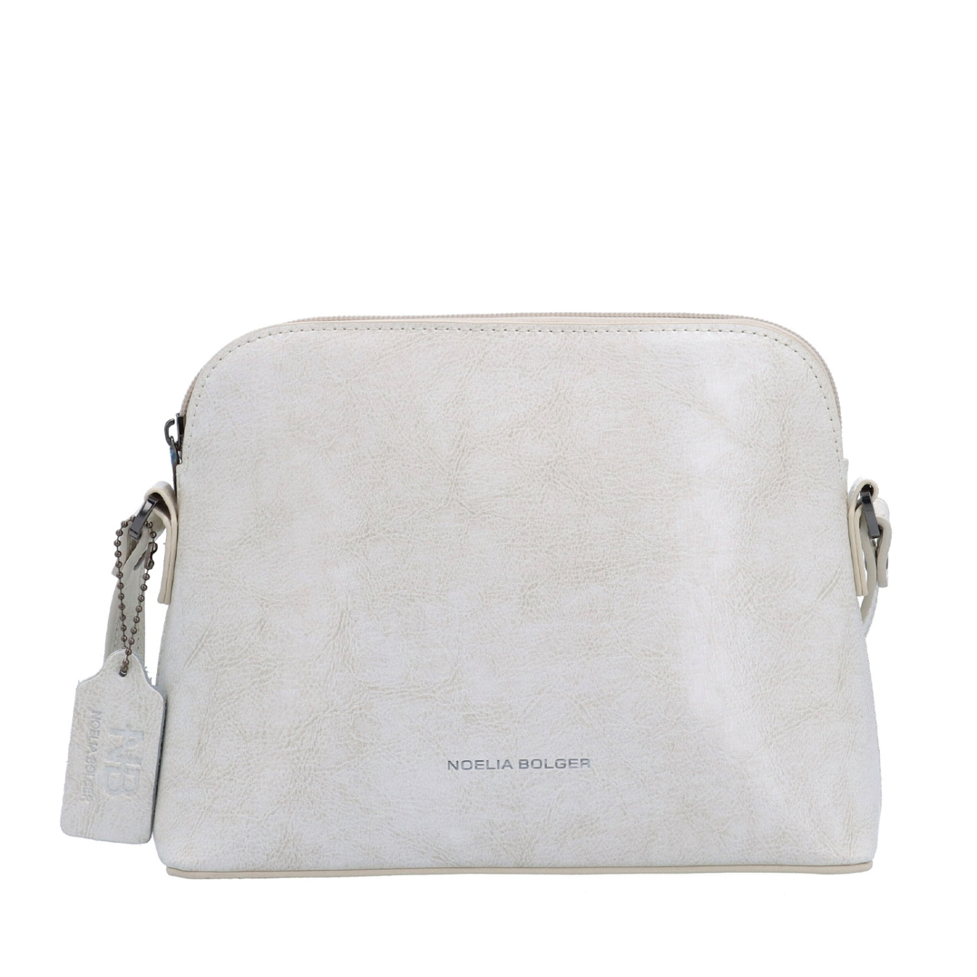 Minimalistická kožená crossbody kabelka na každý deň Noelia Bolger materiál kože zapínanie na zips farba biela veľkosť malá NB 0116 OW Spredu