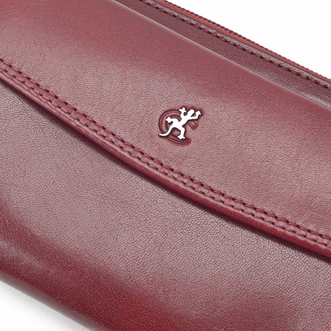 Kožená peňaženka peračník Cosset materiál kože zapínanie na zips farba vínová veľkosť veľká 4491 Komodo BO Logo