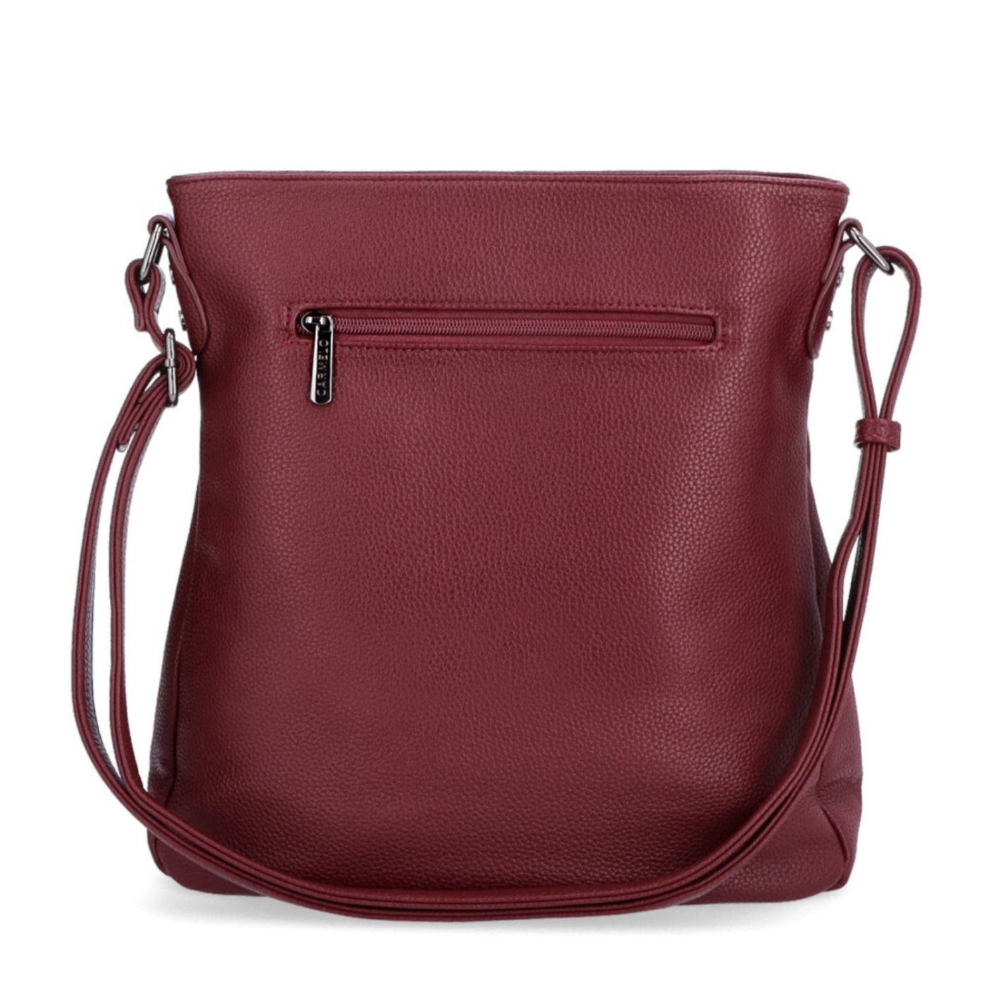 Dizajnová crossbody kabelka Carmelo materiál syntetická koža zapínanie na zips farba vínová veľkosť stredná 4271 BO Zozadu