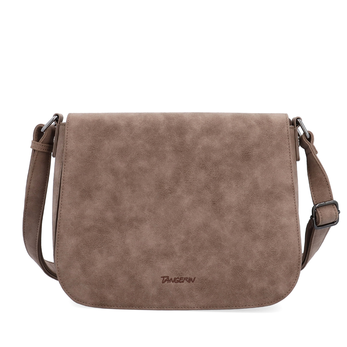 Elegantná crossbody kabelka s chlopňou Tangerin materiál syntetická koža zapínanie na zips farba hnedá veľkosť stredná 1115 H Spredu