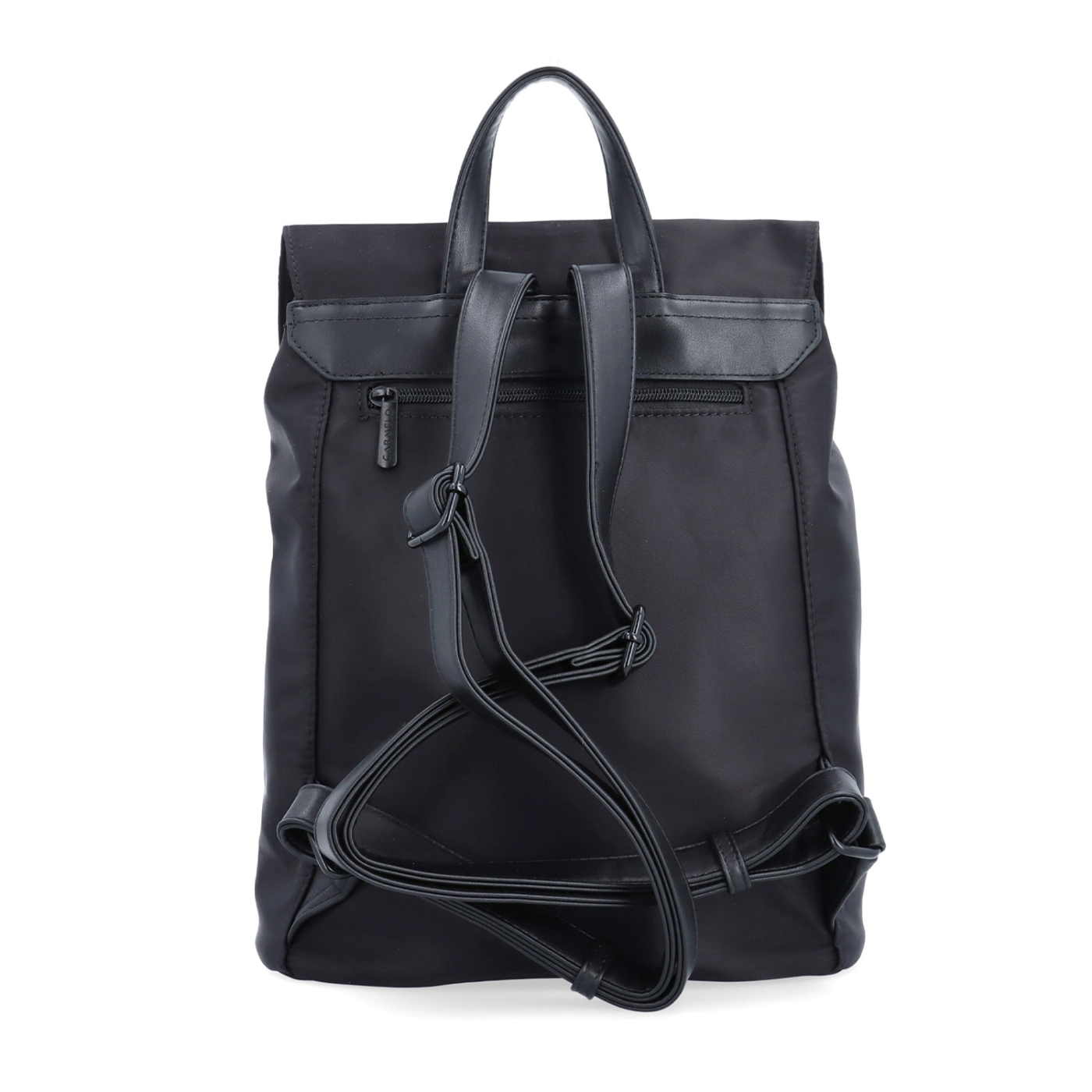 Mestský nylonový batoh v modernom dizajne Carmelo materiál nylon zapínanie na zips farba čierna veľkosť stredná 6608 C Zozadu