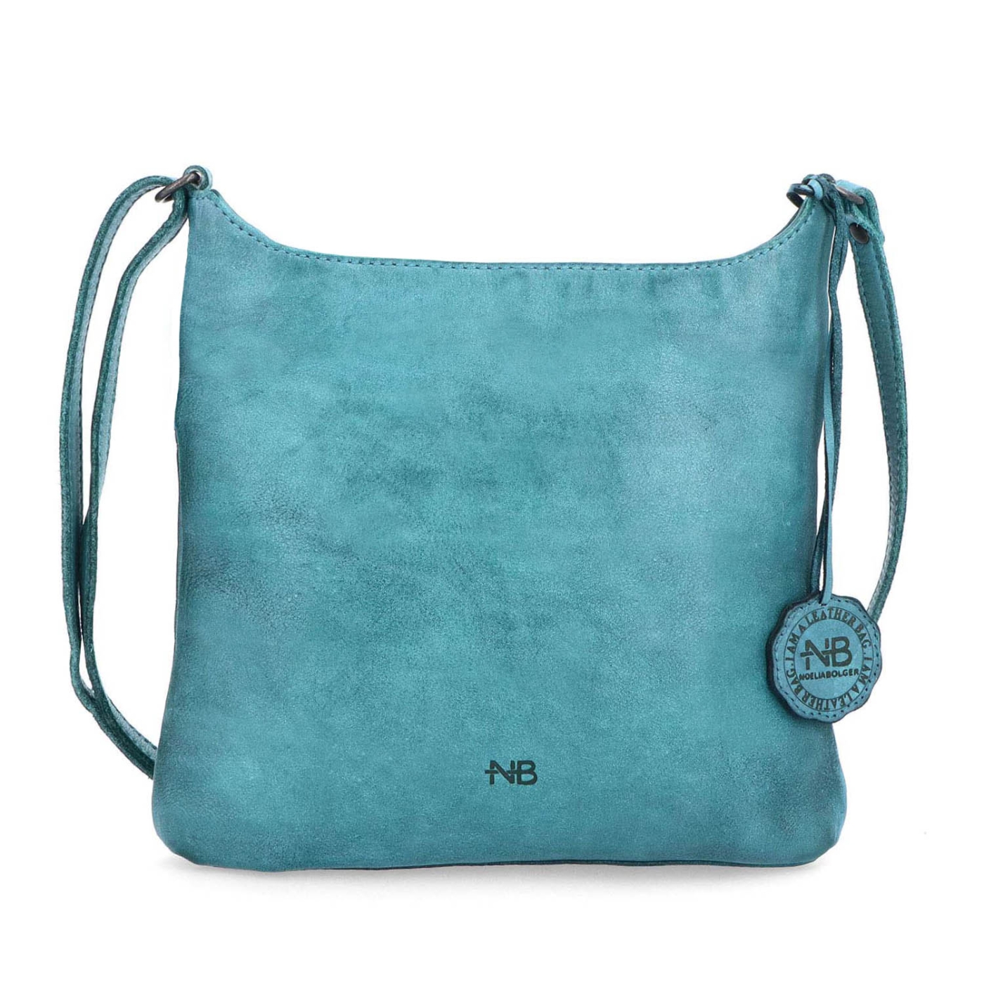 Kožená crossbody kabelka na každý deň Noelia Bolger materiál kože zapínanie na zips farba tyrkysová veľkosť malá NB 2404 TYR Spredu