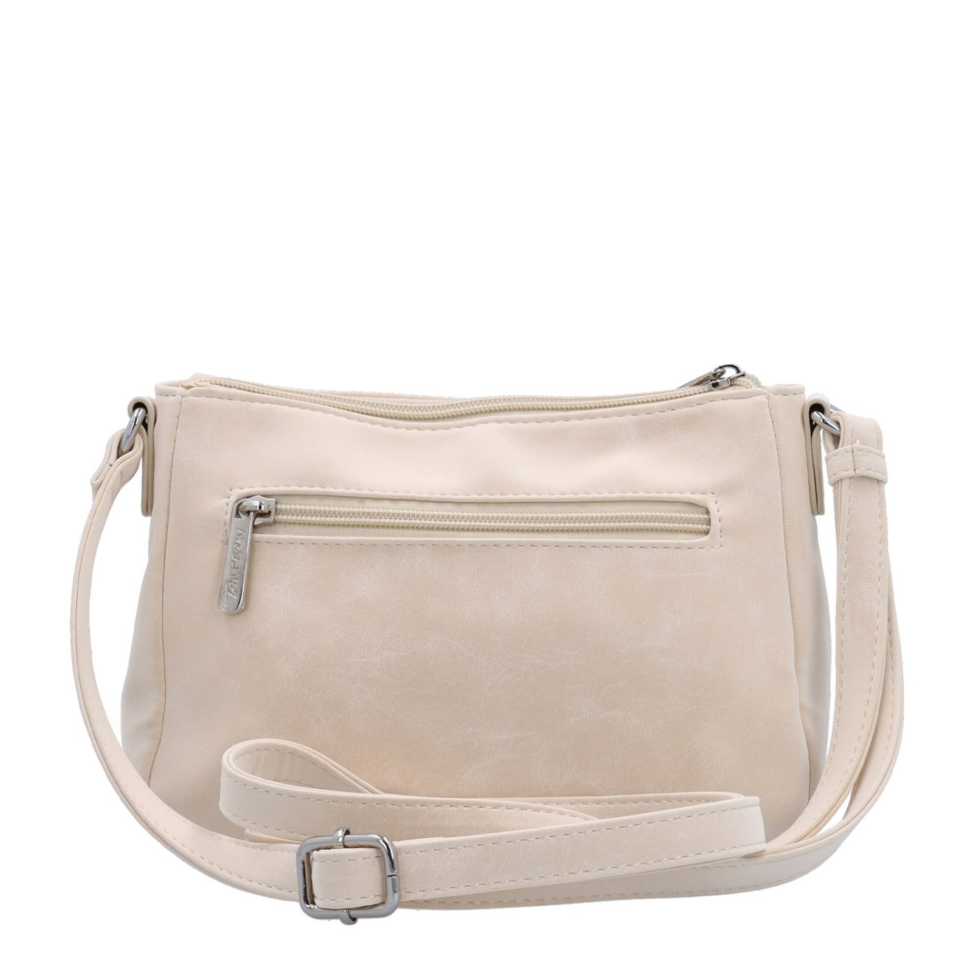 Malá minimalistická crossbody kabelka s hebkým povrchom Tangerin materiál syntetická koža zapínanie na zips farba béžová veľkosť malá 7016 BE Zozadu