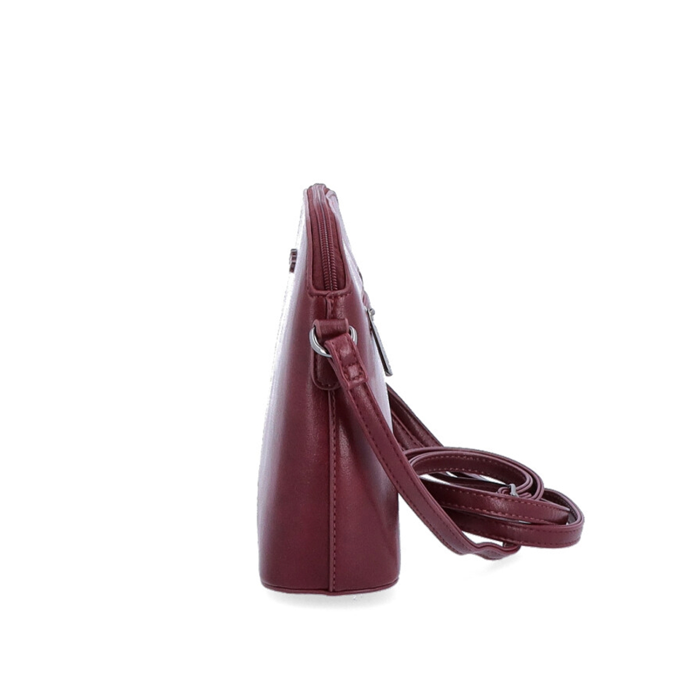 Malá minimalistická crossbody kabelka Le Sands materiál syntetická koža zapínanie na zips farba vínová veľkosť malá 7712 BO Z boku