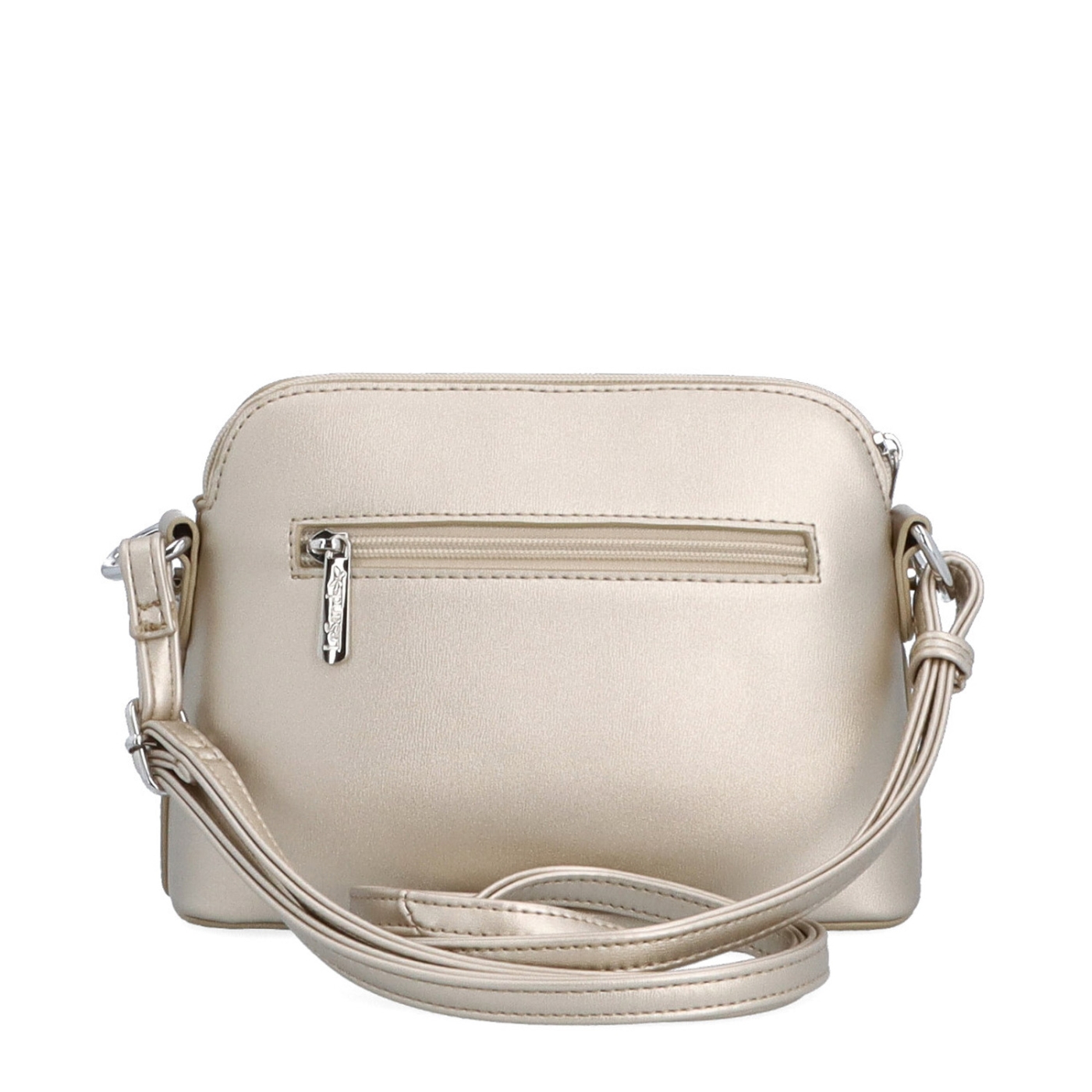 Minimalistická crossbody kabelka Le Sands materiál syntetická koža zapínanie na zips farba metalíza veľkosť malá 7710 ZL Zozadu