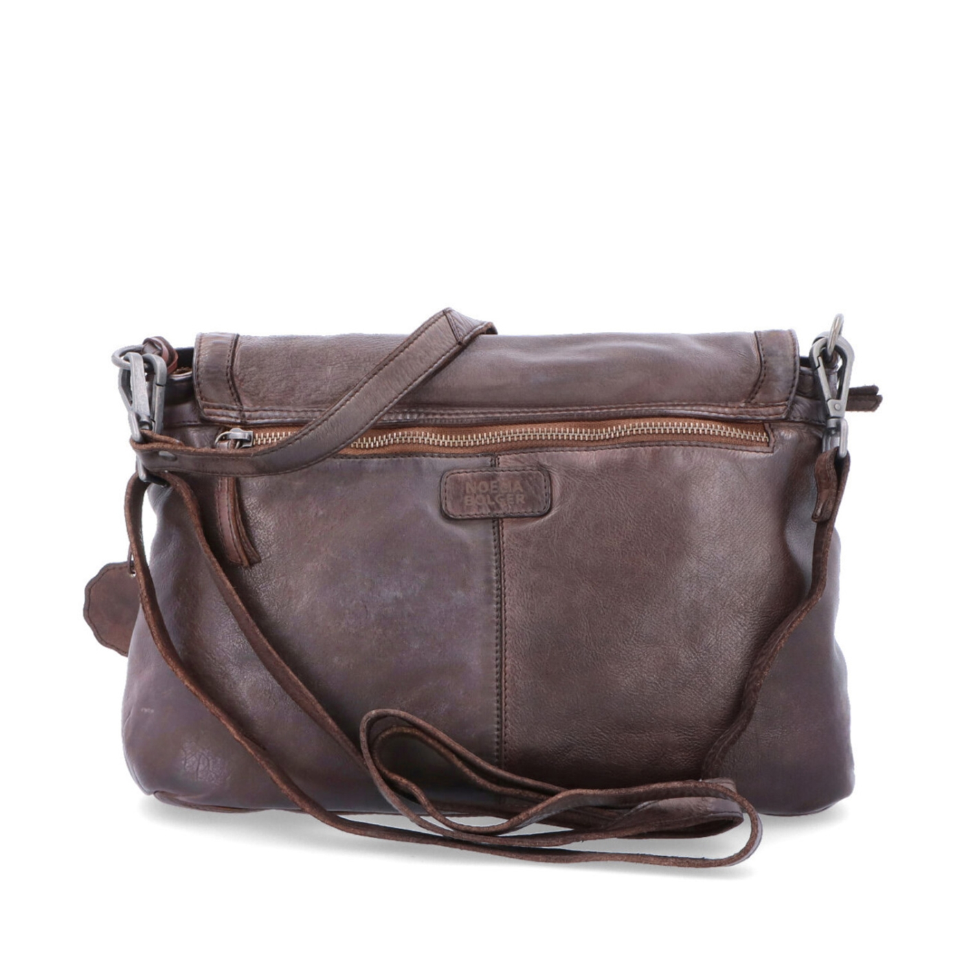 Crossbody kabelka z pravej kože s chlopňou Noelia Bolger materiál kože zapínanie s chlopňou farba hnedá veľkosť stredná NB 2024 H Zozadu