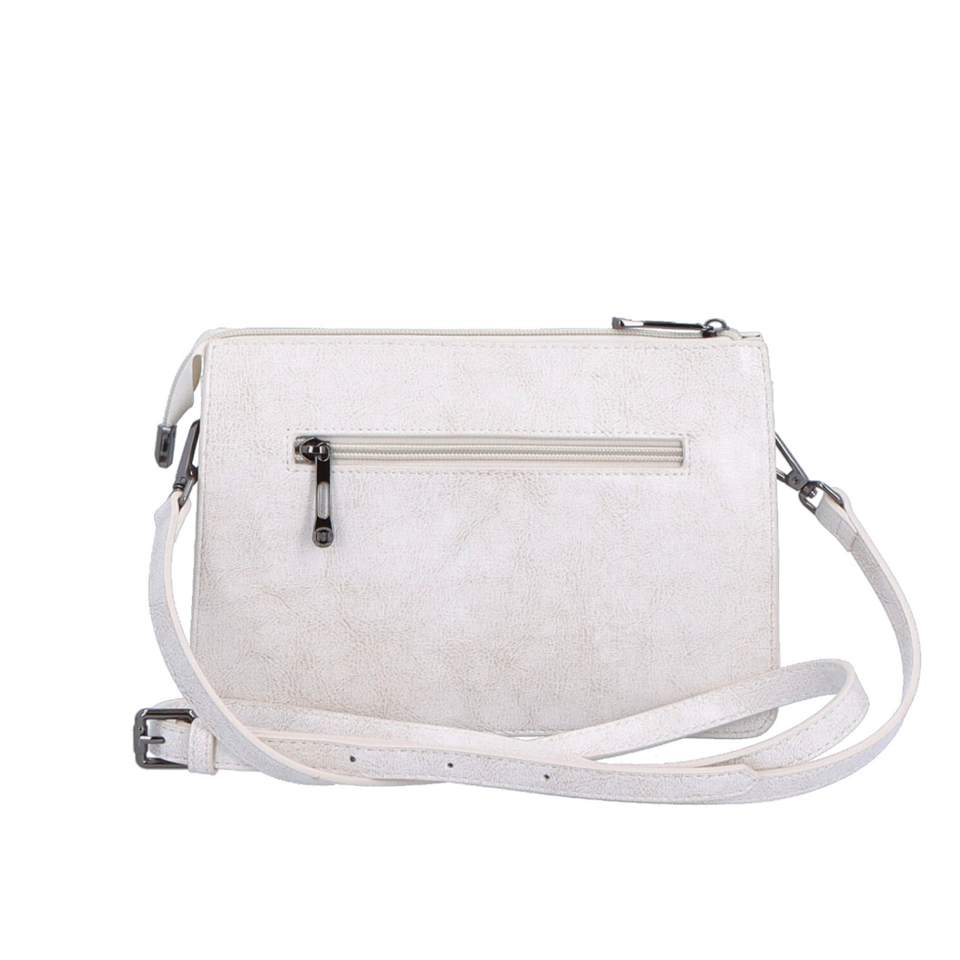 Malá kožená crossbody kabelka Noelia Bolger materiál kože zapínanie na zips farba biela veľkosť malá NB 0046 OW Zozadu