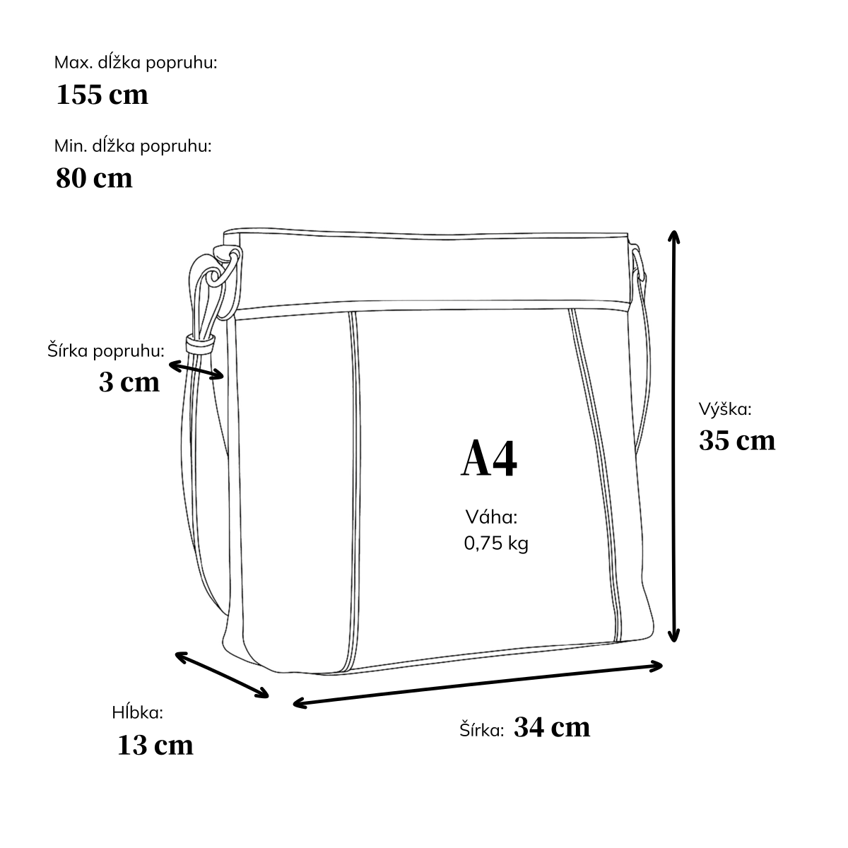 Veľká crossbody kabelka na formát A4 Tangerin materiál syntetická koža zapínanie na zips farba čierna veľkosť veľká 8037 C Rozmery