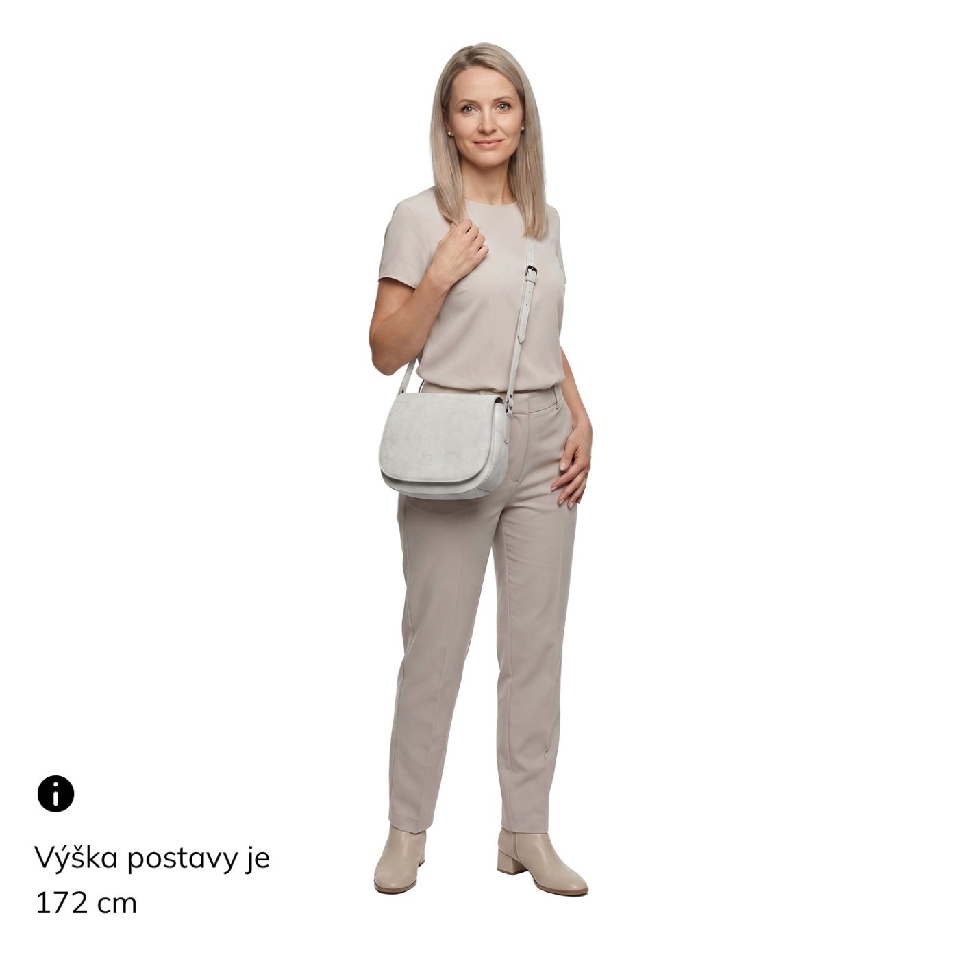 Elegantná kožená crossbody kabelka s chlopňou Noelia Bolger materiál kože zapínanie s chlopňou farba biela veľkosť malá NB 0117 OW Na postave