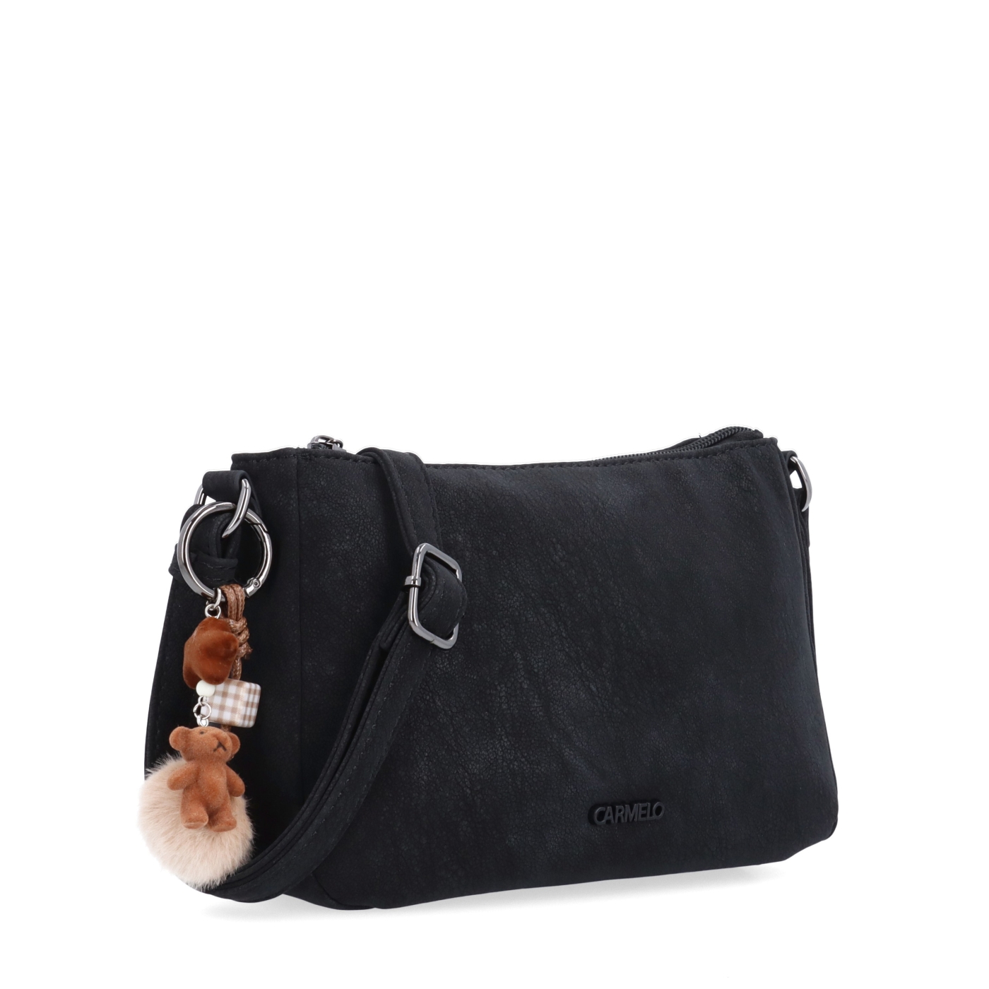 Elegantná malá crossbody kabelka Carmelo materiál syntetická koža zapínanie na zips farba čierna veľkosť malá 4666 C