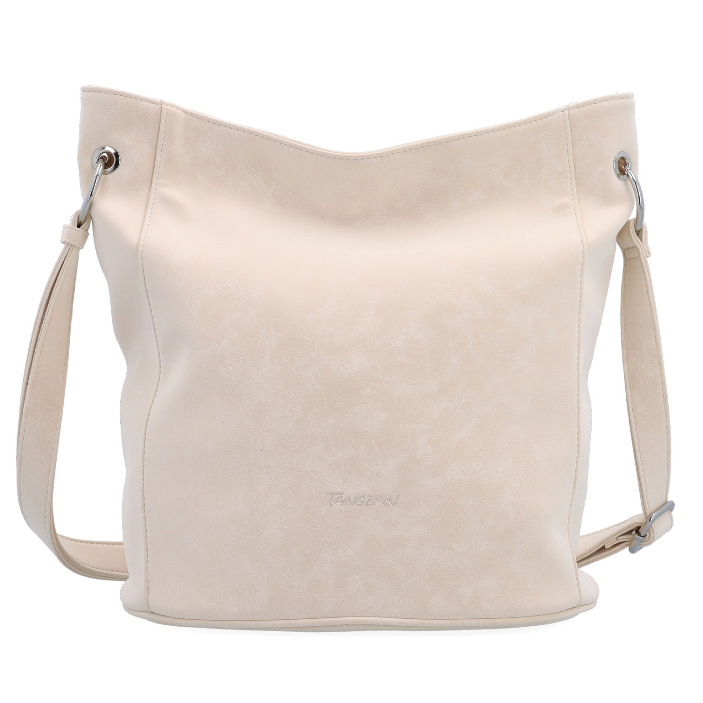 Mestská crossbody kabelka s hebkým povrchom a deleným vnútrom Tangerin materiál syntetická koža zapínanie na zips farba béžová veľkosť stredná 7015 BE Spredu