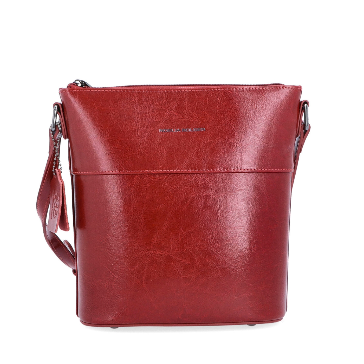 Luxusná kožená crossbody kabelka Noelia Bolger materiál kože zapínanie na zips farba červená veľkosť malá NB 0077 TCV Spredu