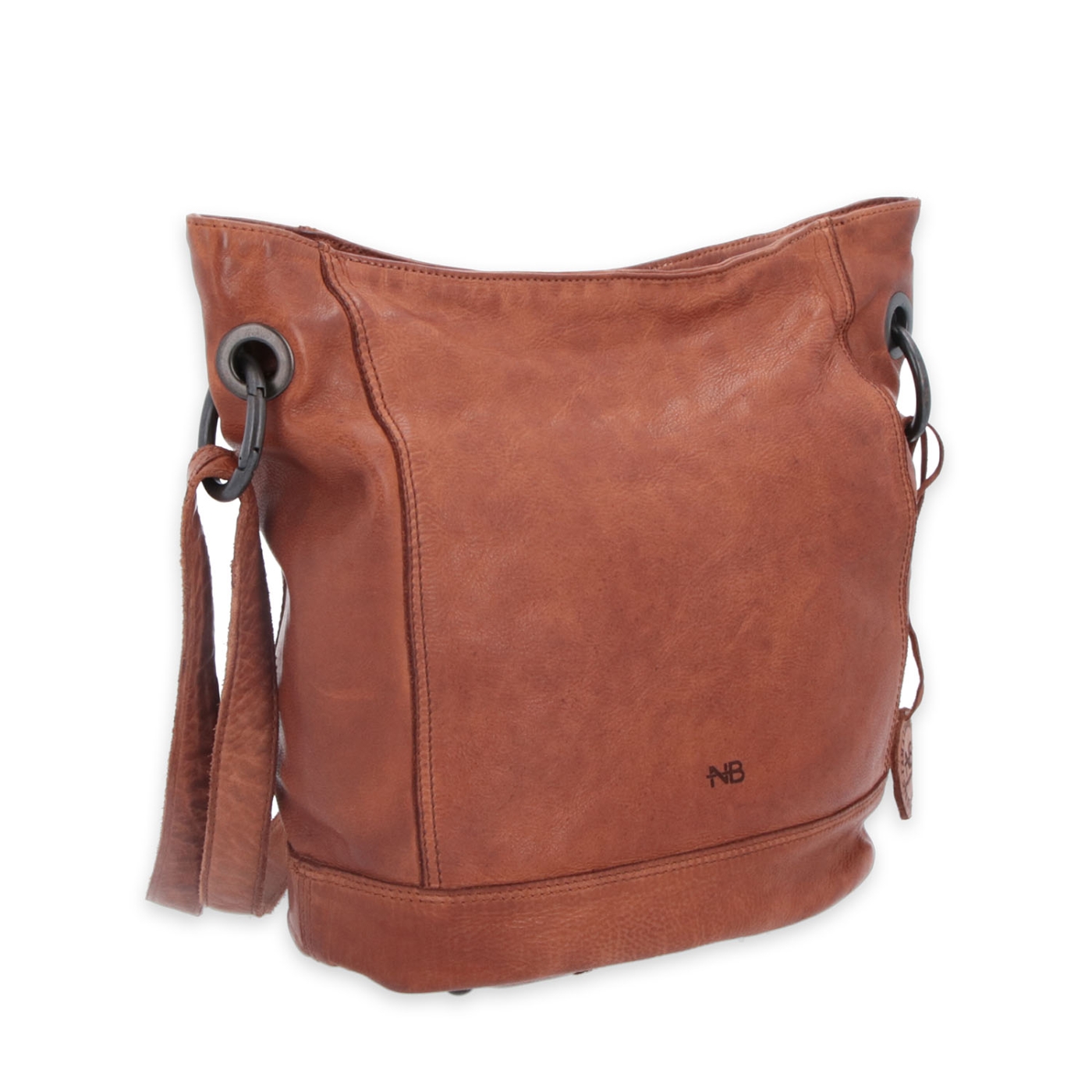 Kožená crossbody kabelka s dizajnovým prešívaním Noelia Bolger materiál kože zapínanie na zips farba koňaková veľkosť stredná NB 2089 KO