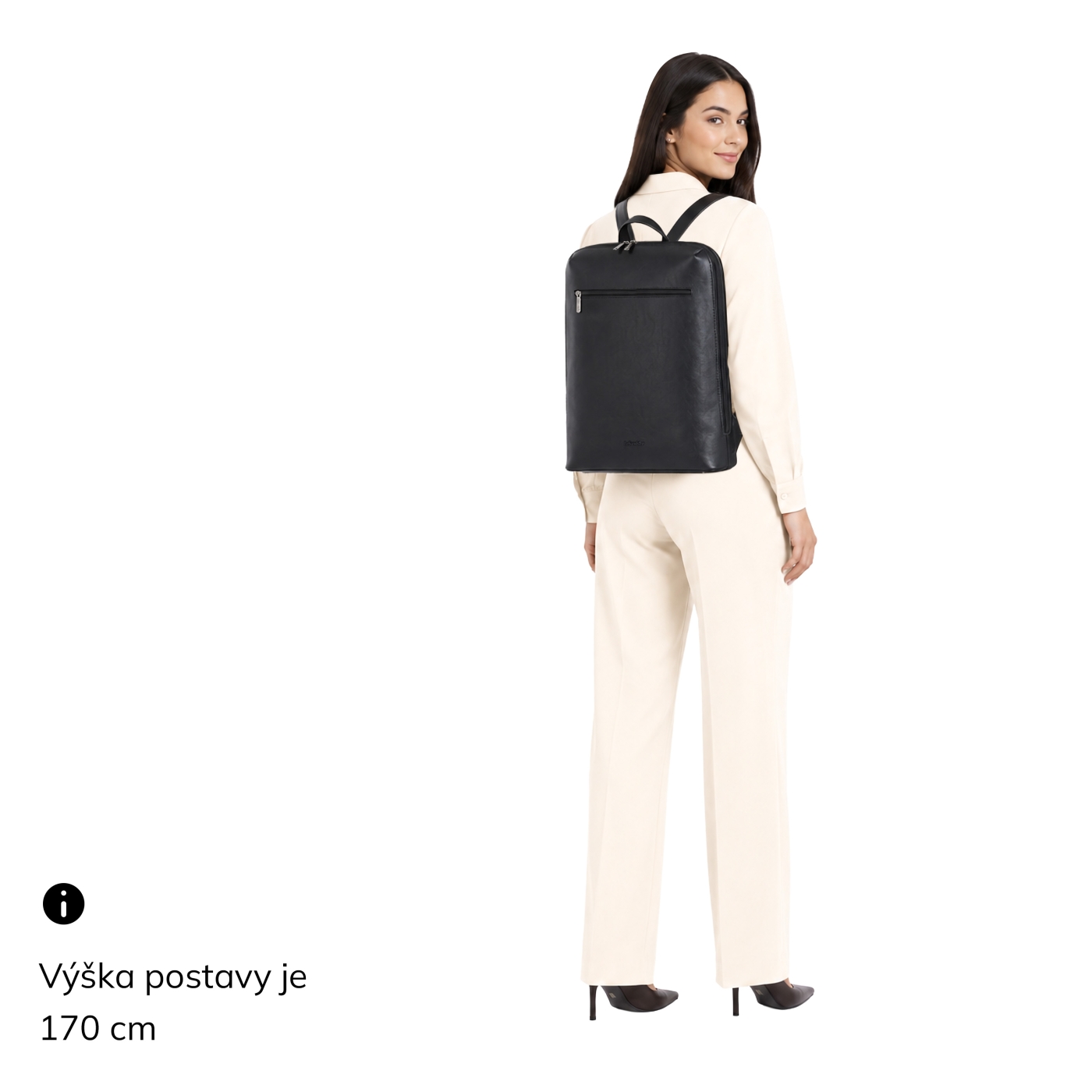 Batoh na notebook s mestským vzhľadom Le Sands materiál syntetická koža zapínanie na zips farba taupe veľkosť veľká 7735 T Na postave