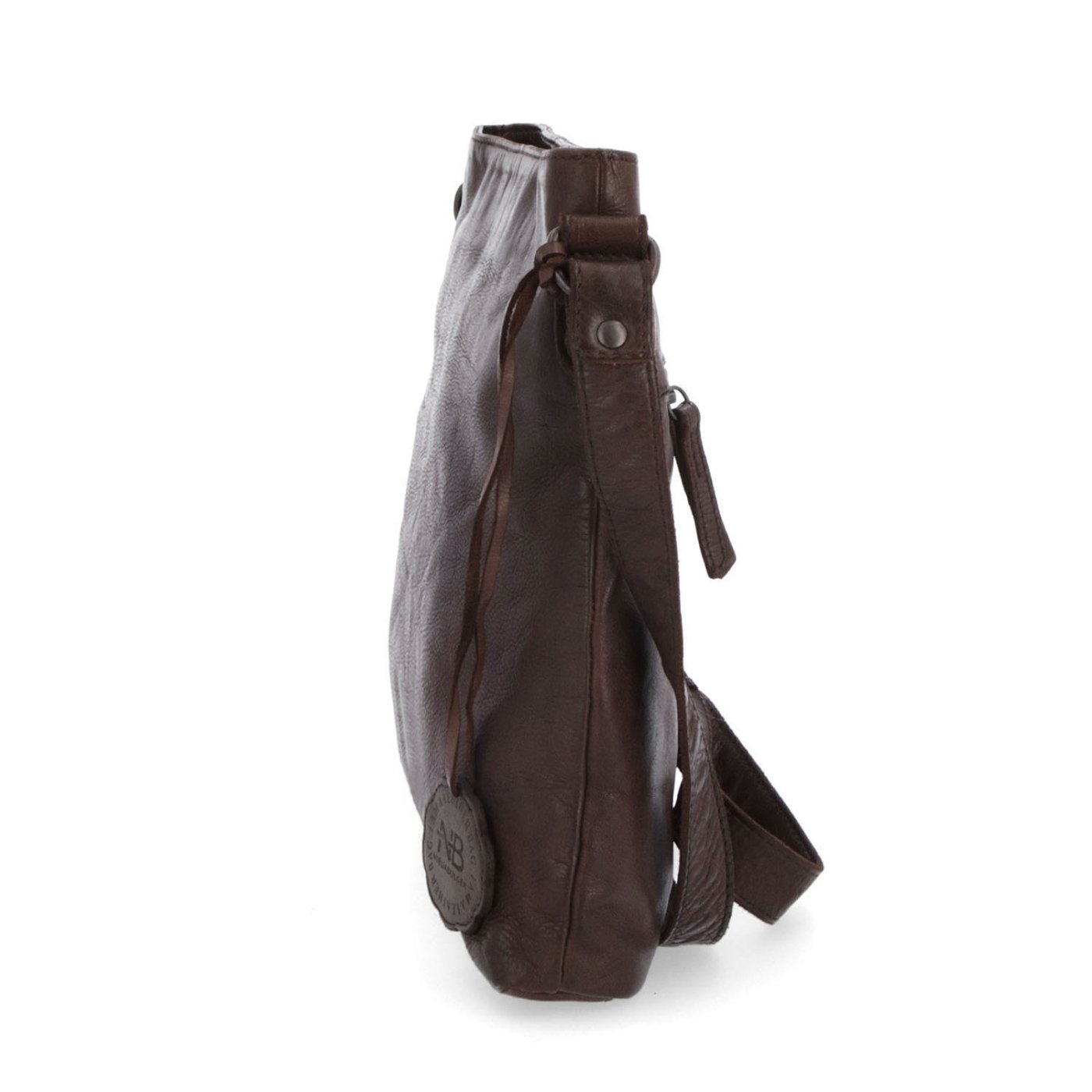 Kožená crossbody kabelka vo vintage štýle Noelia Bolger materiál kože zapínanie na zips farba hnedá veľkosť malá NB 2001 H Z boku