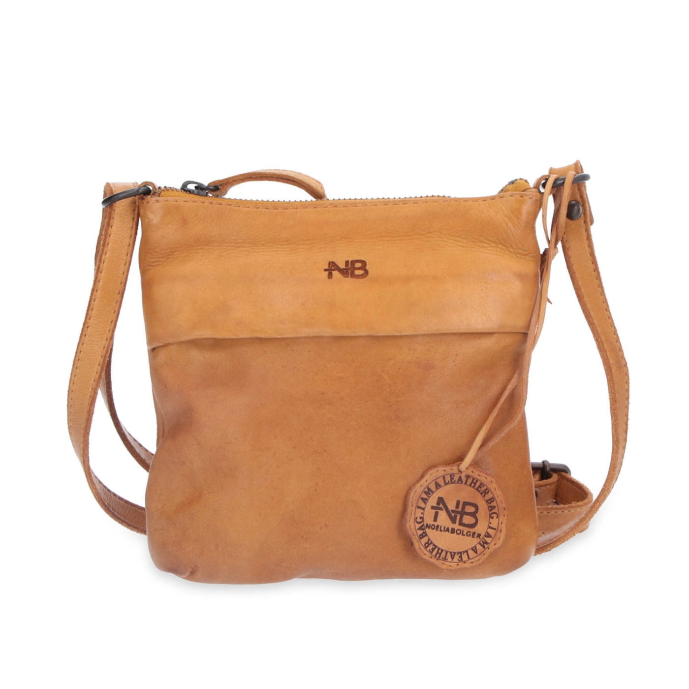 Malá kožená crossbody so zapínaním na zips Noelia Bolger materiál kože zapínanie na zips farba žltá veľkosť malá NB 2090 ZLU Spredu
