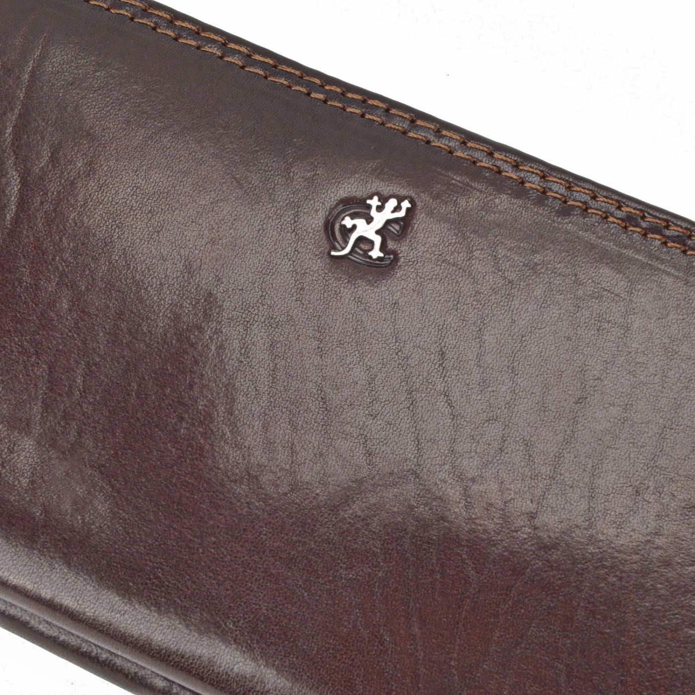 Kožená peňaženka peračník Cosset materiál kože zapínanie na zips farba hnedá veľkosť veľká 4401 Komodo H Logo