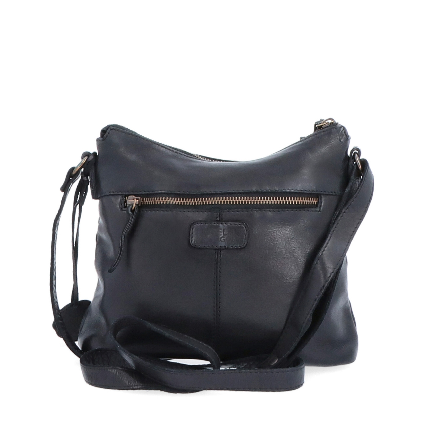 Kožená crossbody kabelka s moderným dizajnom Noelia Bolger materiál kože zapínanie na zips farba čierna veľkosť malá NB 2400 C Zozadu