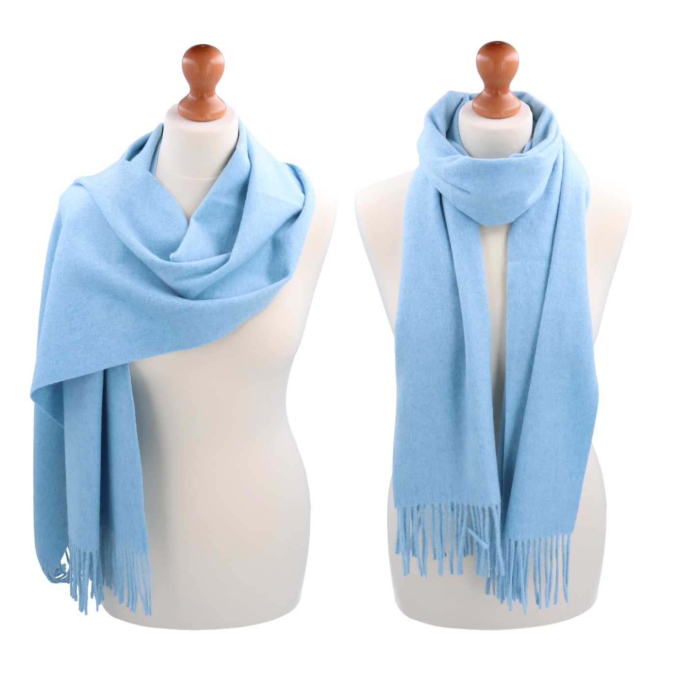 Elegantný jednofarebný šál so strapcami Noelia Bolger materiál Polyester s prímesou vlny farba modrá KZ003 - 06
