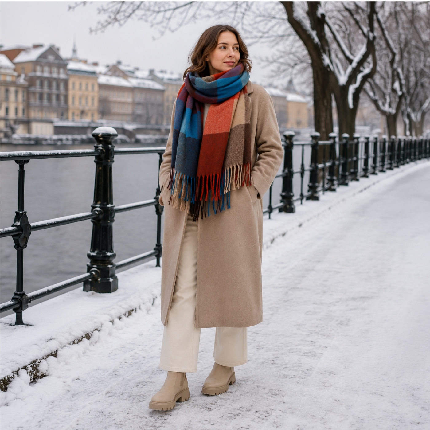 Príjemný šál s károvaným vzorom Noelia Bolger materiál Polyester s prímesou vlny farba multicolor KZ002 - 07