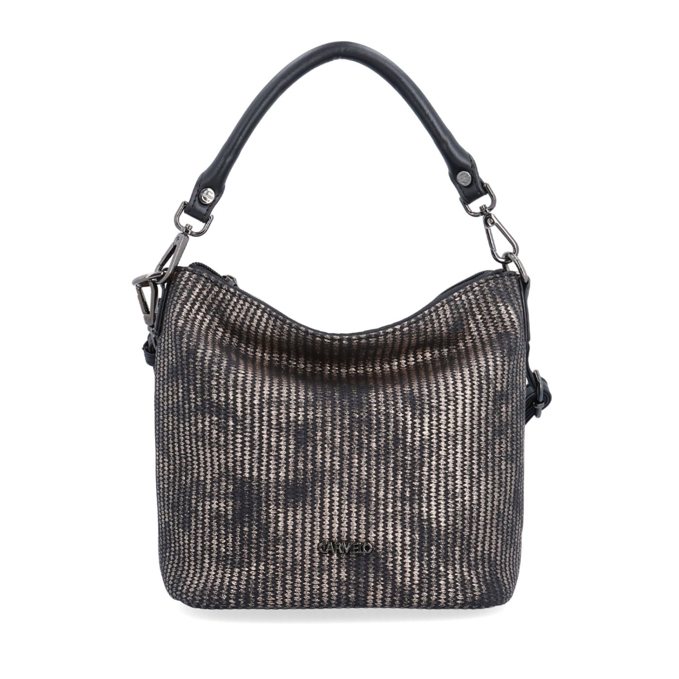 Štýlová crossbody kabelka s originálnym vzorom Carmelo materiál syntetická koža zapínanie na zips farba metalíza veľkosť malá 4380 BR Spredu