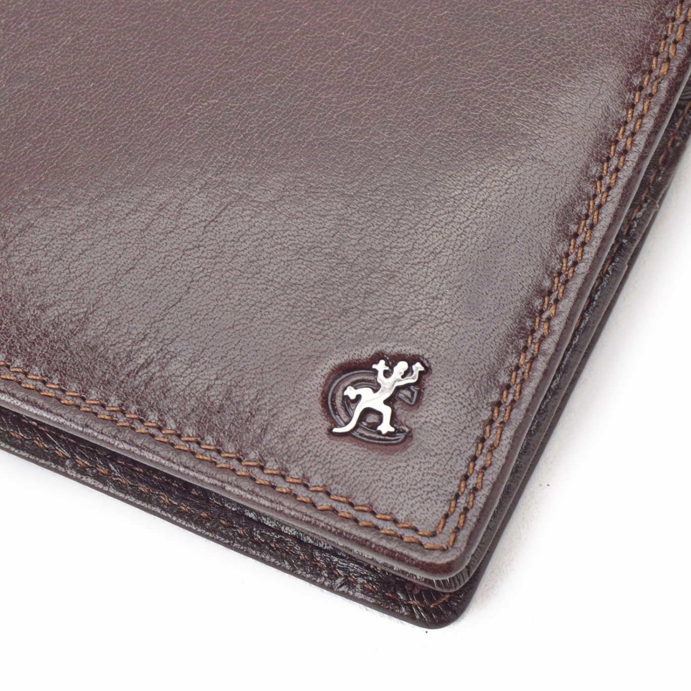 Kožená peňaženka na šírku Cosset materiál kože zapínanie Bez zapínania farba hnedá veľkosť malá 4502 Komodo H Logo