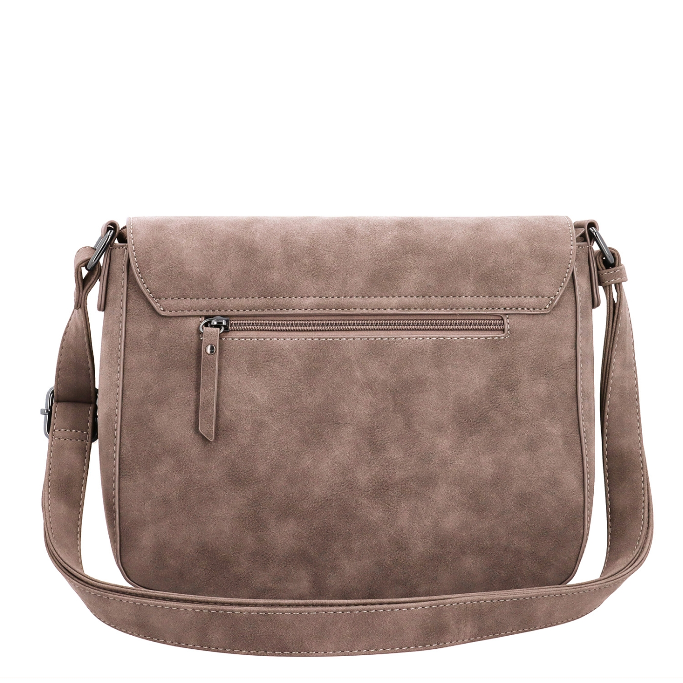Elegantná crossbody kabelka s chlopňou Tangerin materiál syntetická koža zapínanie na zips farba hnedá veľkosť stredná 1115 H Zozadu