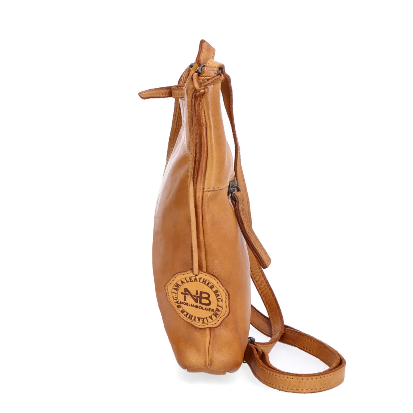 Kožená crossbody kabelka na každý deň Noelia Bolger materiál kože zapínanie na zips farba žltá veľkosť malá NB 2404 ZLU Z boku
