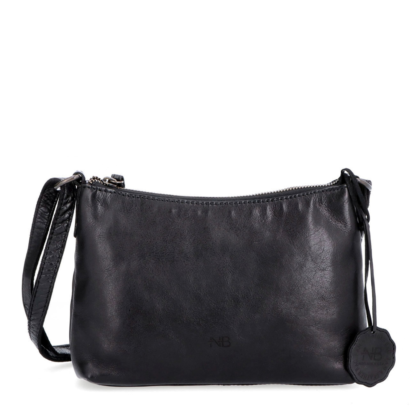 Praktická kožená crossbody na každý deň Noelia Bolger materiál kože zapínanie na zips farba čierna veľkosť malá NB 2406 C Spredu