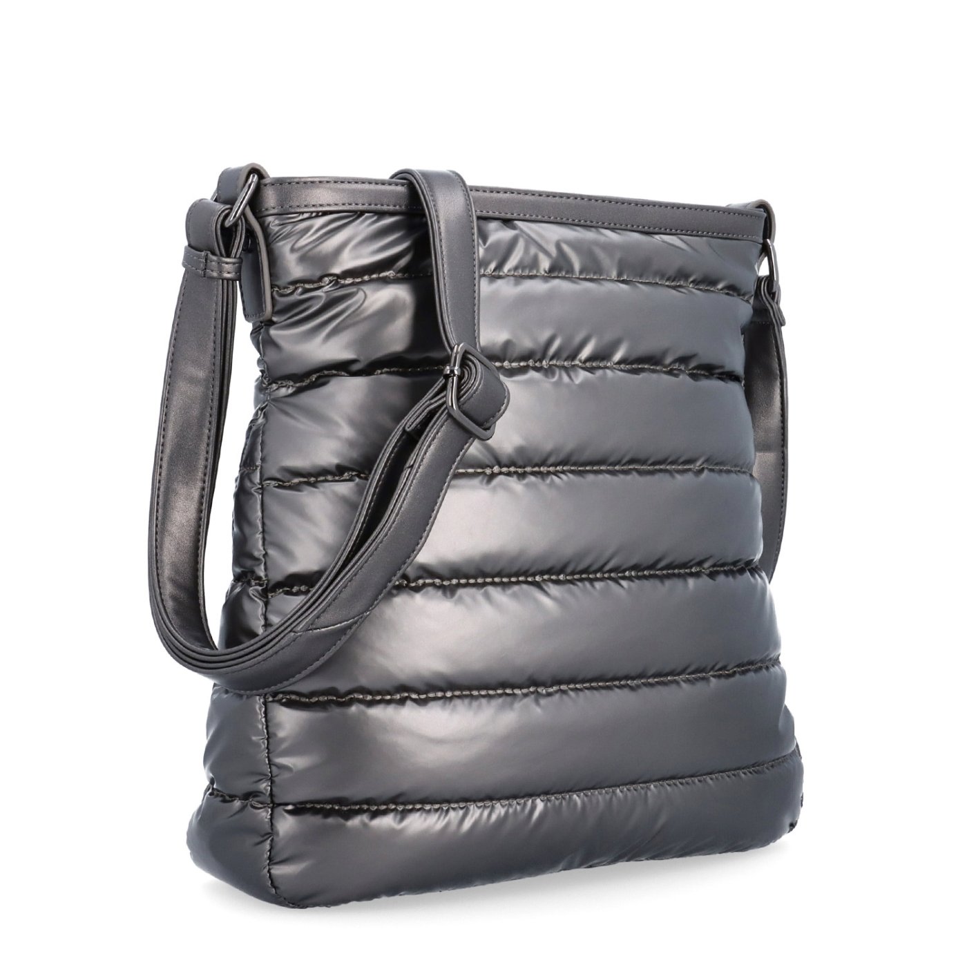Moderná dámska kabelka z nadýchaného nylonu Carmelo materiál nylon zapínanie na zips farba metalíza veľkosť stredná 4382 TI